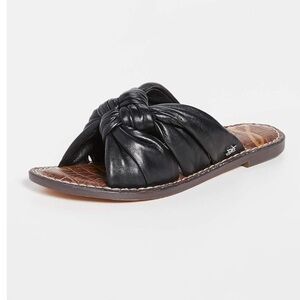 🖤Sam Edelman Garson Bow Slide Sandals Black Leather Knotted Bow Flat Women’s 9.5